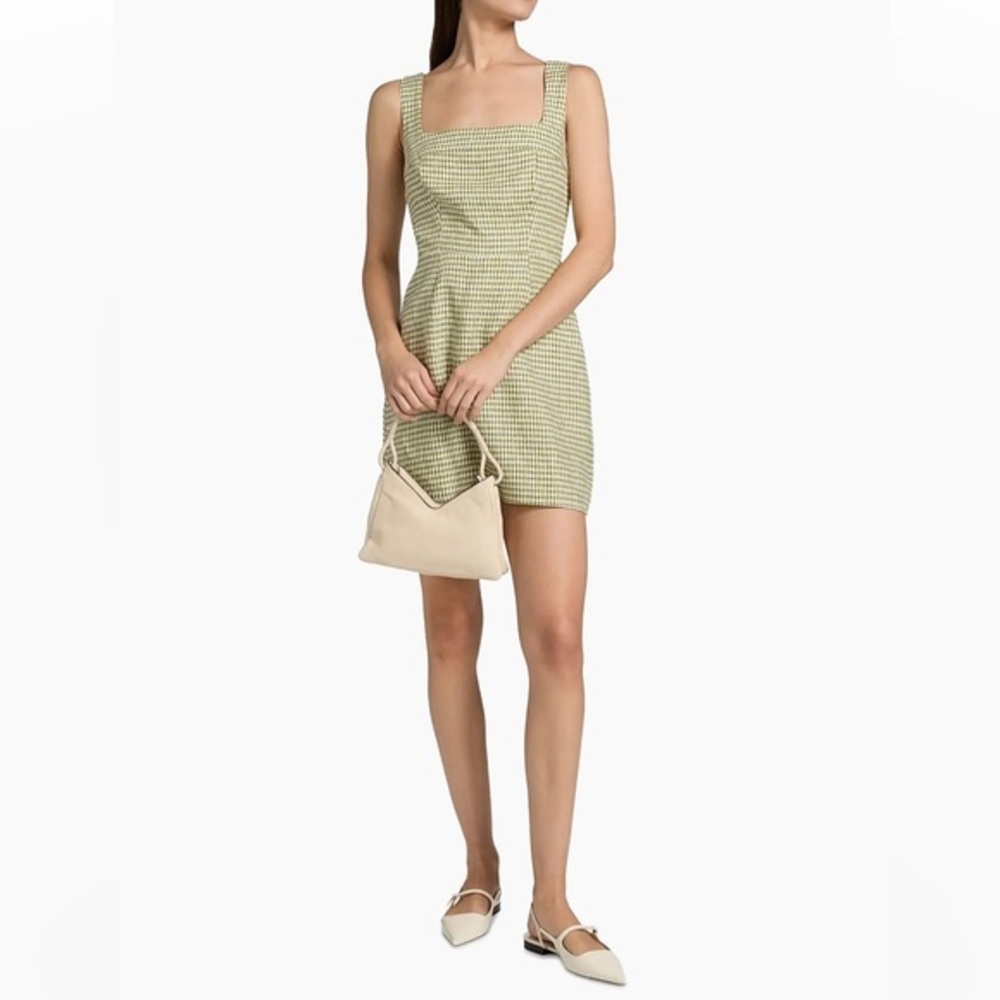 Reformation NWT Celosia Gingham Linen Mini Dress in Avocado Check Size 0